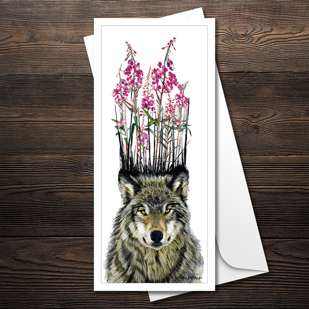 WOLF AND THE FIREWEED - 4"x9" Art Card